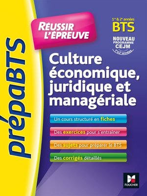 cover image of PrepaBTS--Réussir l'épreuve--Culture économique juridique et managériale Révision et entrai--FXL